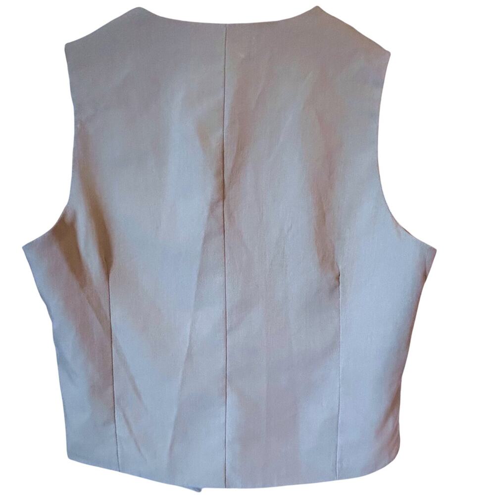 Vintage Light Sage Green Preppy Button Vest Minimalist Tailored Waistcoat SMALL - Picture 6 of 8